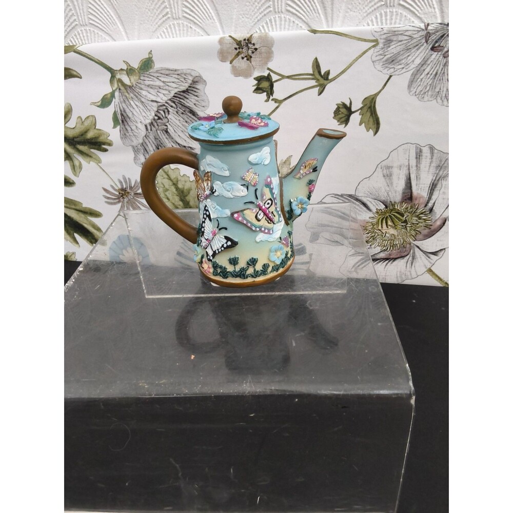 Vintage Miniature Butterfly Teapot with lid 4" Tall